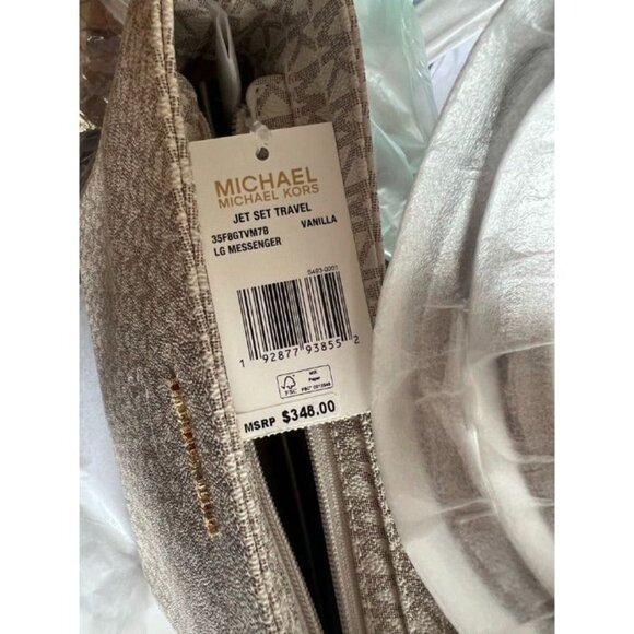 Michael Kors crossbody messenger bag large jet set MK signature purse vanilla - Picture 7 of 10